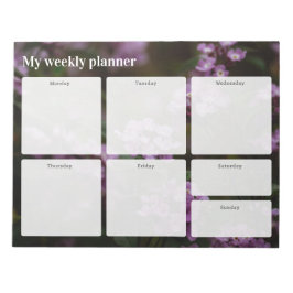 Bloc De Notas Planificador semanal de flores púrpura caprichosas