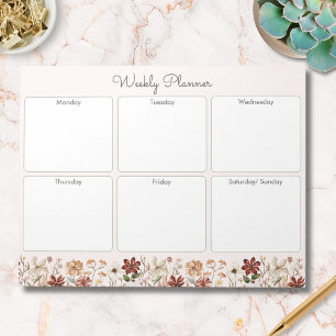 Bloc De Notas Planificador Semanal de Flores Silvestres Vintage 