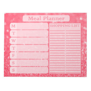 Bloc De Notas Planificador semanal de la comida del purpurina