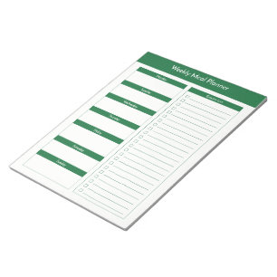 Bloc De Notas Planificador semanal de la comida - verde caqui