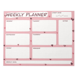 Bloc De Notas Planificador semanal de Love Heart
