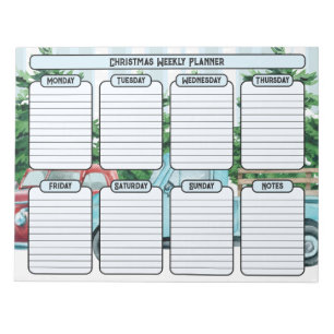 Bloc De Notas Planificador Semanal de Navidad de Coches Clásicos