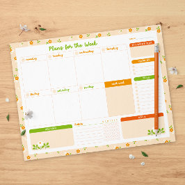 Bloc De Notas Planificador Semanal de Ramas Florales de Primaver