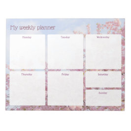 Bloc De Notas Planificador semanal de sakura de primavera, paste