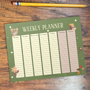 Bloc De Notas Planificador semanal de Woodland infantil con Bear