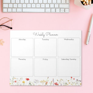 Bloc De Notas Planificador semanal floral de verano de flores si
