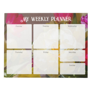 Bloc De Notas Planificador Semanal Floral Romántico