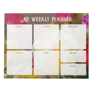 Bloc De Notas Planificador Semanal Floral Romántico