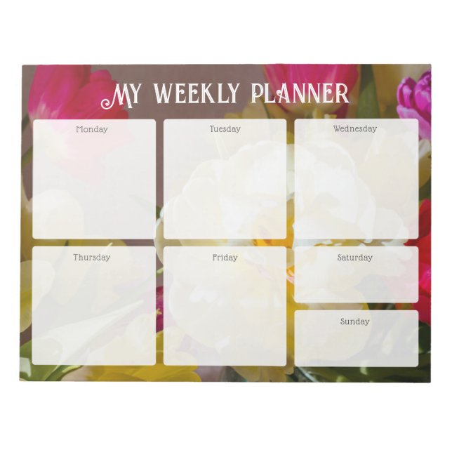 Bloc De Notas Planificador Semanal Floral Romántico (Frente)