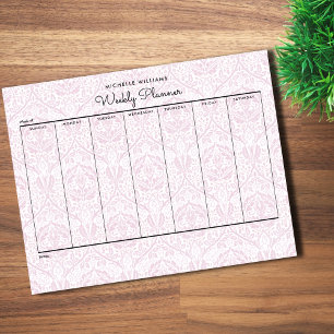 Bloc De Notas Planificador Semanal Floral Rosa Simple