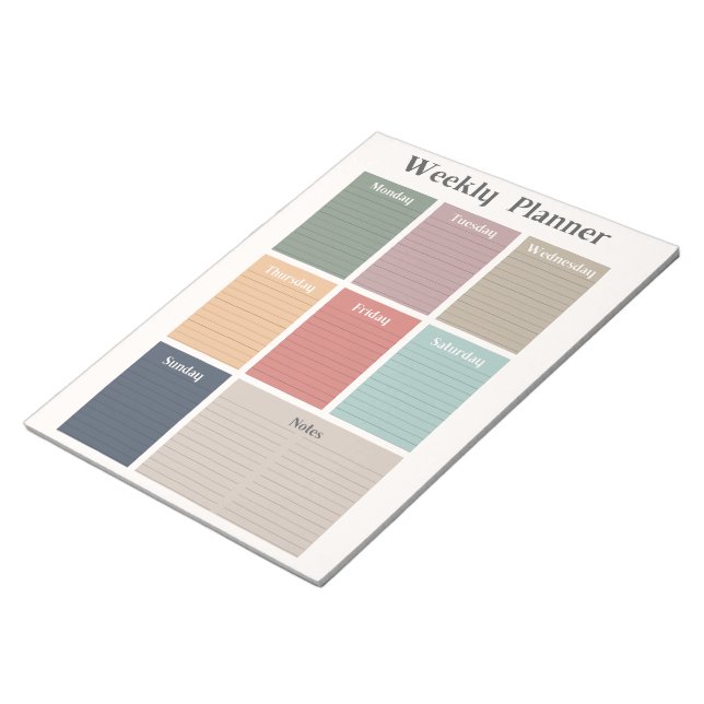 Bloc De Notas Planificador semanal, inicio de domingo (Lado Derecho)