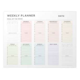 Bloc De Notas Planificador semanal Minimalista simple