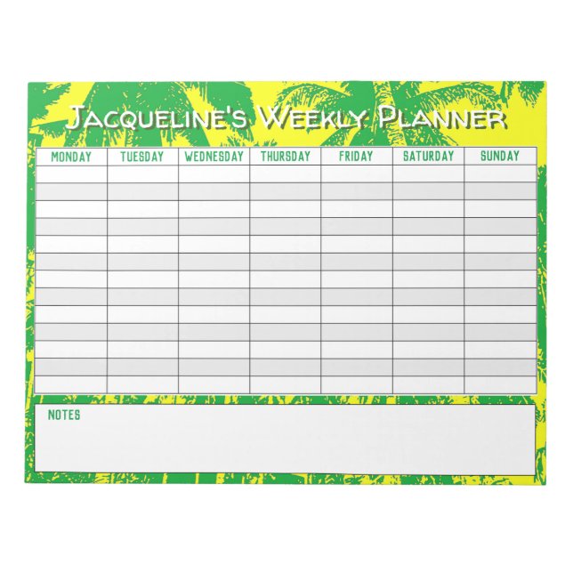 Bloc De Notas Planificador semanal para personalización con elec (Frente)