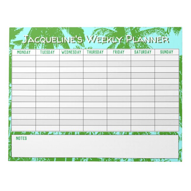 Bloc De Notas Planificador semanal para personalización con elec (Frente)