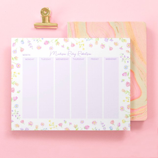 Bloc de notas Planificador Semanal Pastel Wildflow (Subido por el creador)