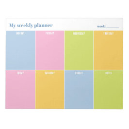Bloc De Notas Planificador Semanal Personalizado Arcoíris Pastel
