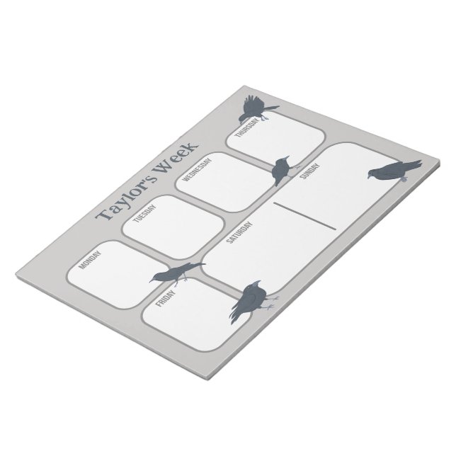 Bloc De Notas Planificador semanal personalizado de Black Crows (Lado Derecho)