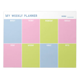 Bloc De Notas Planificador Semanal Personalizado de Colores Past