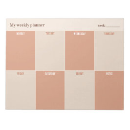 Bloc De Notas Planificador Semanal Personalizado de Terracota y 