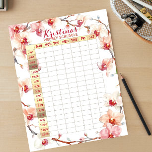 Bloc De Notas Planificador Semanal Práctico de Orquídeas Elegant