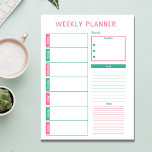 Bloc De Notas Planificador Semanal Rosa y Verde azulado<br><div class="desc">Embarque en un viaje de productividad con nuestro Bloc de notas de la lista de tareas pendientes de la expedición semanal. Diseñado meticulosamente para los que les encanta planear con anticipación,  este bloc de notas garantiza que sus tareas naveguen sin problemas de lunes a domingo.</div>