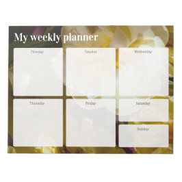 Bloc De Notas Planificador Semanal Tulipán Amarillo Dorado