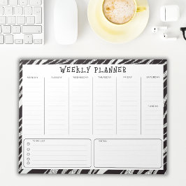 Bloc De Notas Planificador Semanal Vertical Sin Fecha Negro y Bl