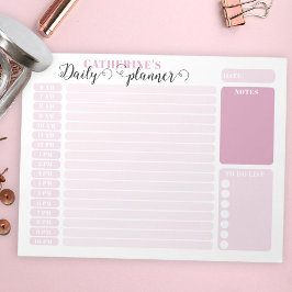 Bloc De Notas Planificador simple de Pink Daily Hourly de 6:00 a
