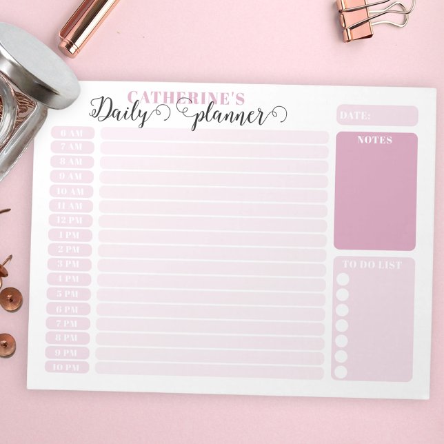 Bloc De Notas Planificador simple de Pink Daily Hourly de 6:00 a (Subido por el creador)