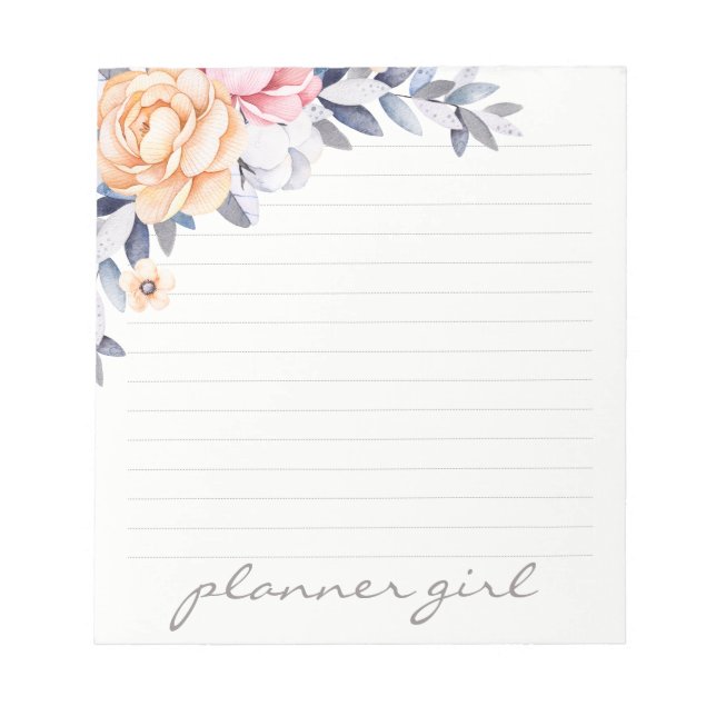 Bloc De Notas Planner Chica Floral acuarela (Frente)
