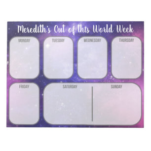 Bloc De Notas Planner de cielo aéreo nocturno púrpura personaliz