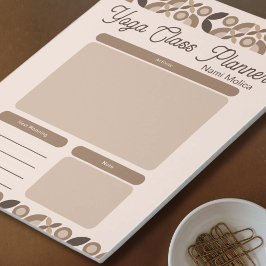 Bloc De Notas Planner de clase de yoga del patrón marrón beige m