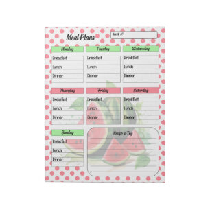 Bloc De Notas Planner de comida de sandía para agua dulce y dulc