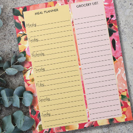 Bloc De Notas Planner de comidas y lista de comestibles Floral r