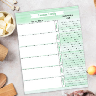 Bloc De Notas Planner de comidas y lista de compras Color de agu