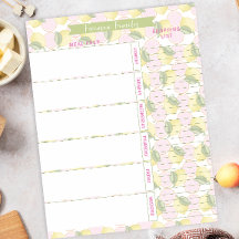 Planner de comidas y lista de compras Lemones rosa