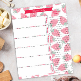 Bloc De Notas Planner de comidas y patrón de fresa de la lista d
