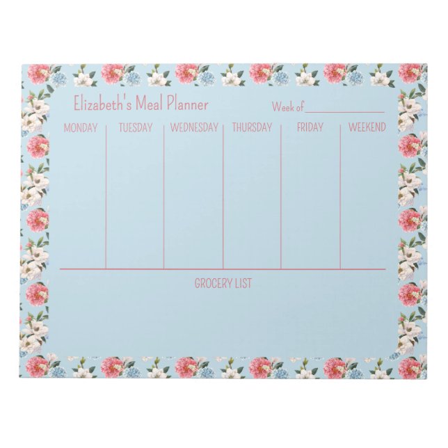 Bloc De Notas Planner de menú personalizado para flores de huert (Frente)