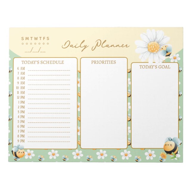 Bloc De Notas Planner de Personalizado de abejas con burbujas (Frente)