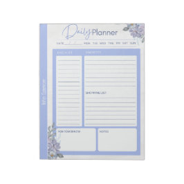 Bloc De Notas Planner diario de Floral Azul Pastel