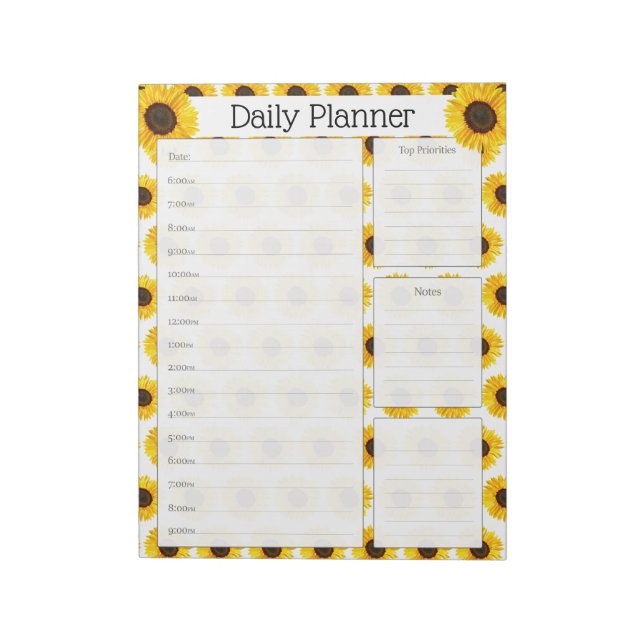 Bloc De Notas Planner diario de girasol (Lado Izquierdo)