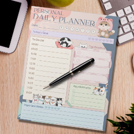 Bloc De Notas Planner Diario Personal Cuke Cat Kitten Multicolor