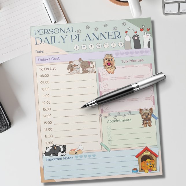 Bloc De Notas Planner Diario Personal Cute Perro Cachorro Multic (Subido por el creador)