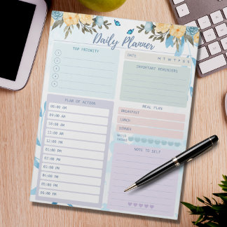 Bloc De Notas Planner Diario Simple Elegante Flor Multicolor