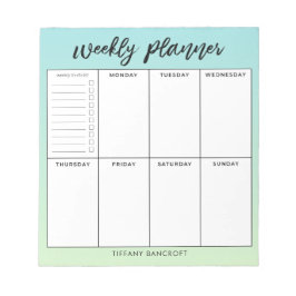 Bloc De Notas Planner Green Ombre Semanal | Añadir nombre
