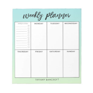 Bloc De Notas Planner Green Ombre Semanal   Añadir nombre