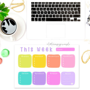 Bloc De Notas Planner semanal brillante arcoiris
