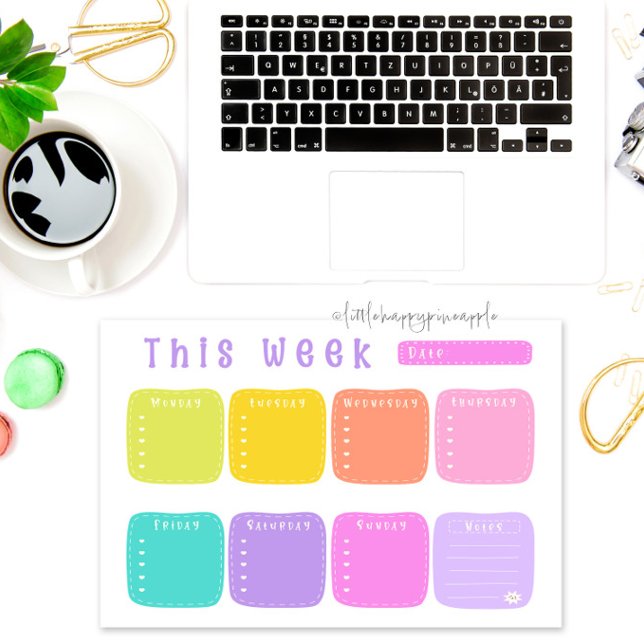 Bloc De Notas Planner semanal brillante arcoiris (Subido por el creador)