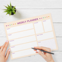 Planner semanal Colorful Hearts Purple Textos
