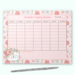 Bloc De Notas Planner semanal corta gato color rosa de flor teje<br><div class="desc">El Cute Weekly Planner Tear Away Notepad presentó el más lindo gatito y el más floral,  todo en tonos rosa y pastel. Perfecto para el corazón de una niña. Personalice fácilmente todo el texto,  o deje algo en blanco. - Kate Eden Art</div>